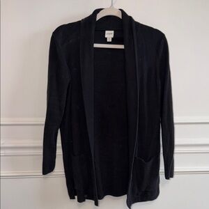 J. Crew Black Shawl-Collar Open-Front Cardigan